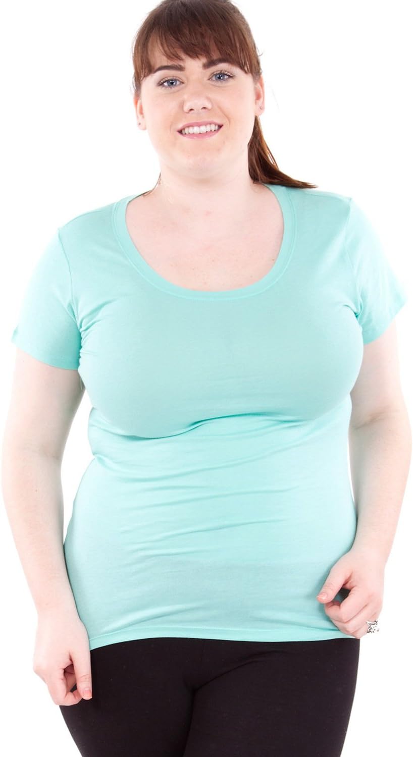 Woman Plus Size Scoop Neck Short Sleeve T-Shirt, Multiple Colors Available