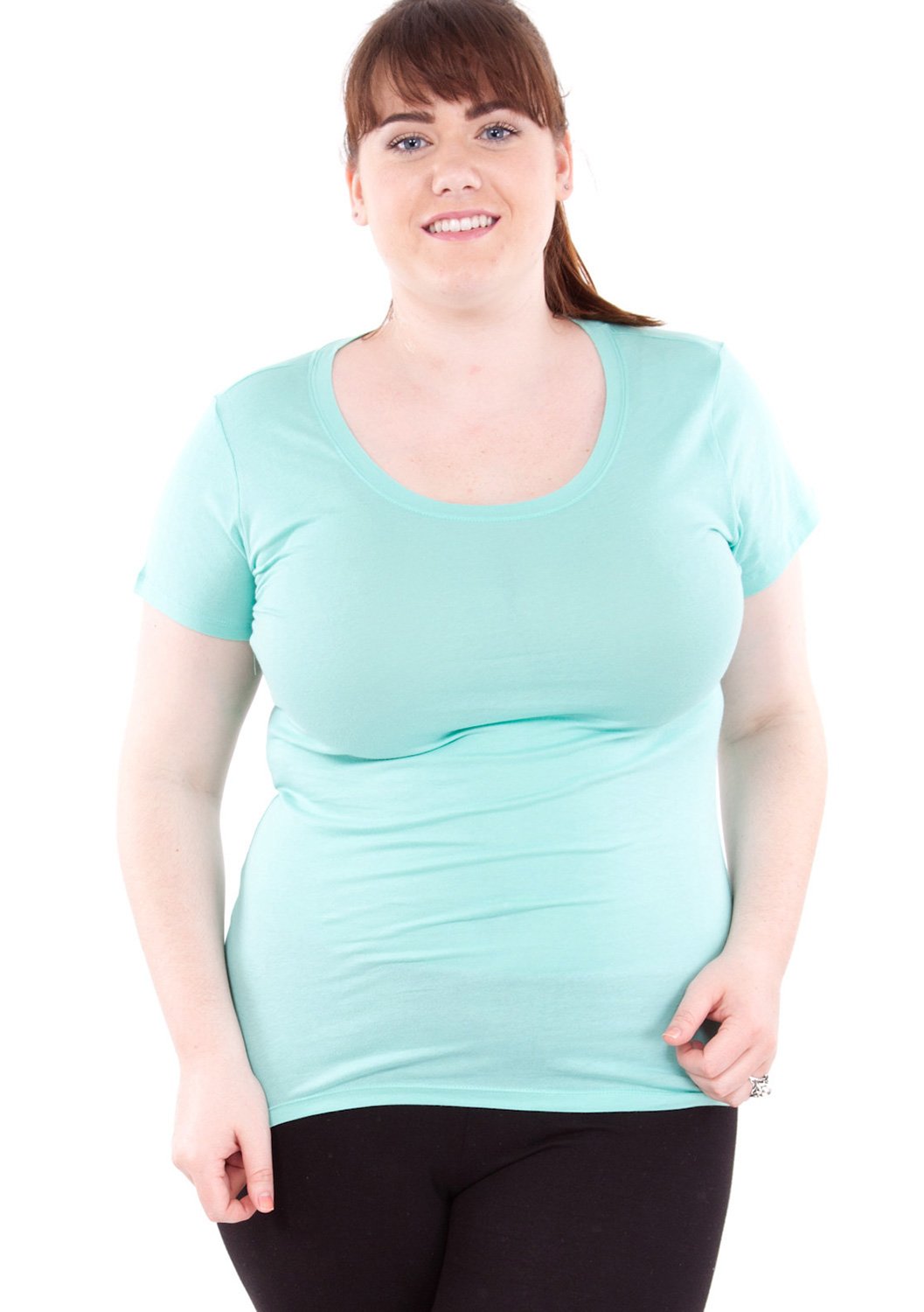 Woman Plus Size Scoop Neck Short Sleeve T-Shirt, Multiple Colors Available