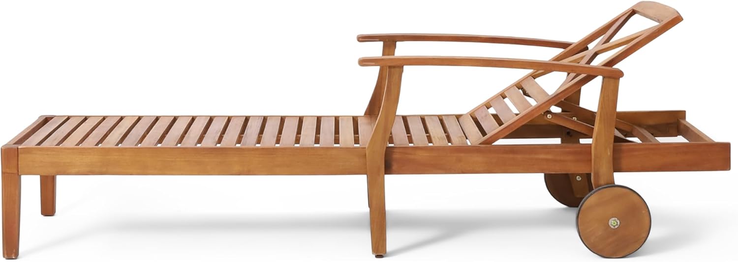 Christopher Knight Home Perla Outdoor Acacia Wood Adjustable Chaise Lounge (Set of 4)