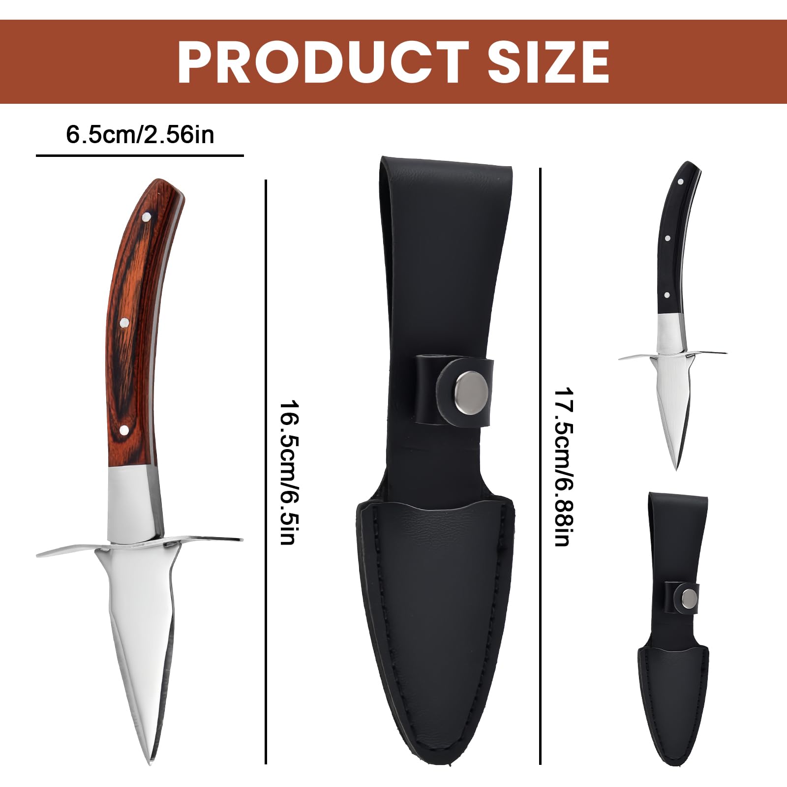 Austernmesser: 2 Stück Austernmesser Set mit 2 Paar Schutzhandschuhen, Austern Set mit Premium-Holzgriff, Austernmesser und Handschuh, Austern Messer für Muscheln Oder Hartkäse Geeignet