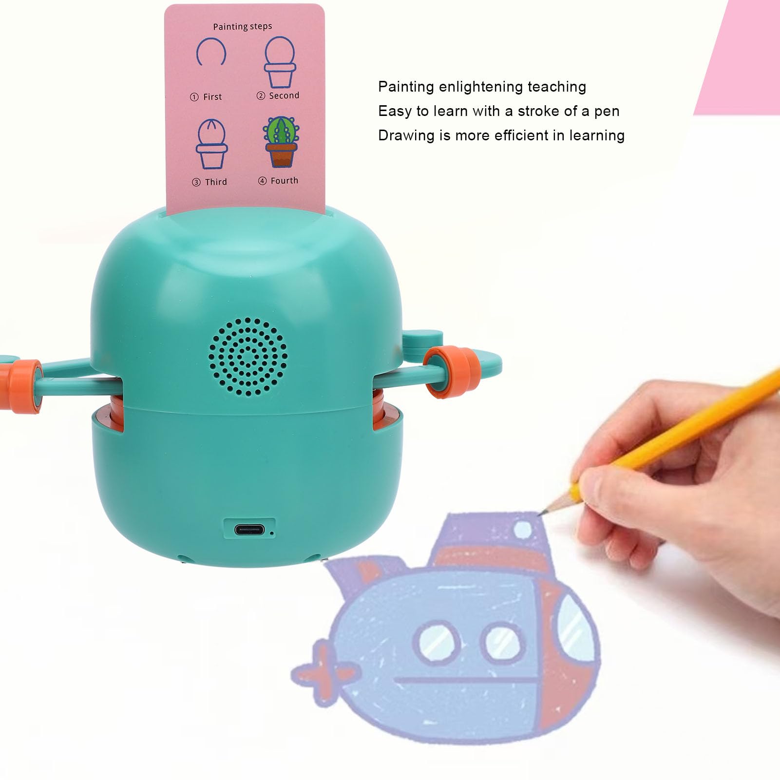 Rysowanie Robota dla Dzieci, Malarstwo Edukacyjne Magiczne Robot z 252 Kartami Edukacyjnymi i 14 Kolorowymi Długopisami dla Rozwoju Artystycznego Powyżej 5 Lat (jasnozielony)