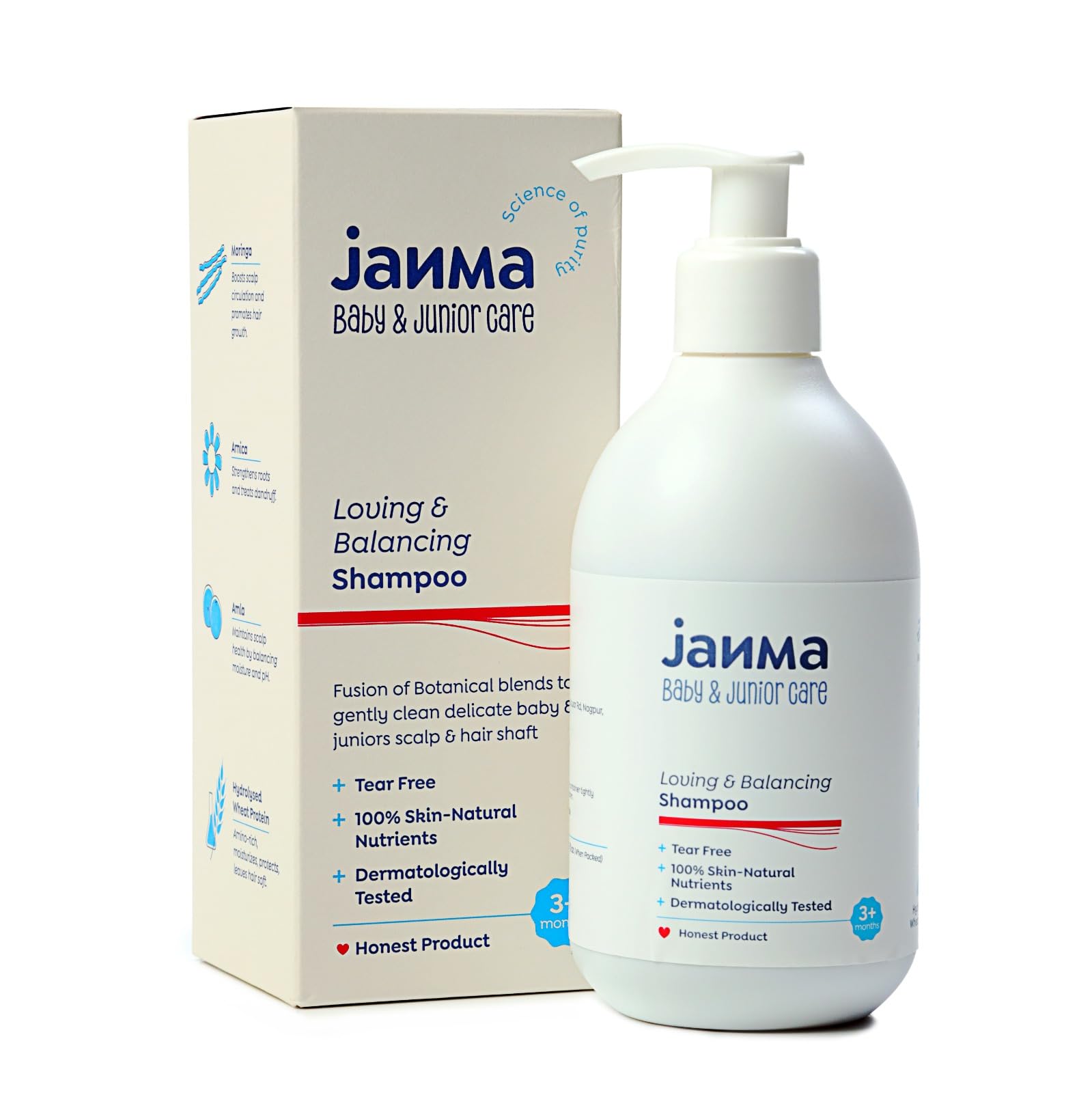 Janma Loving & Balancing Shampoo with Moringa, Arnica, Hydrolysed Wheat Protein, Amla- 250 ML | Tear-Free Formula, Mild & Gentle Hair Care Shampoo for Baby & Junior-image-17
