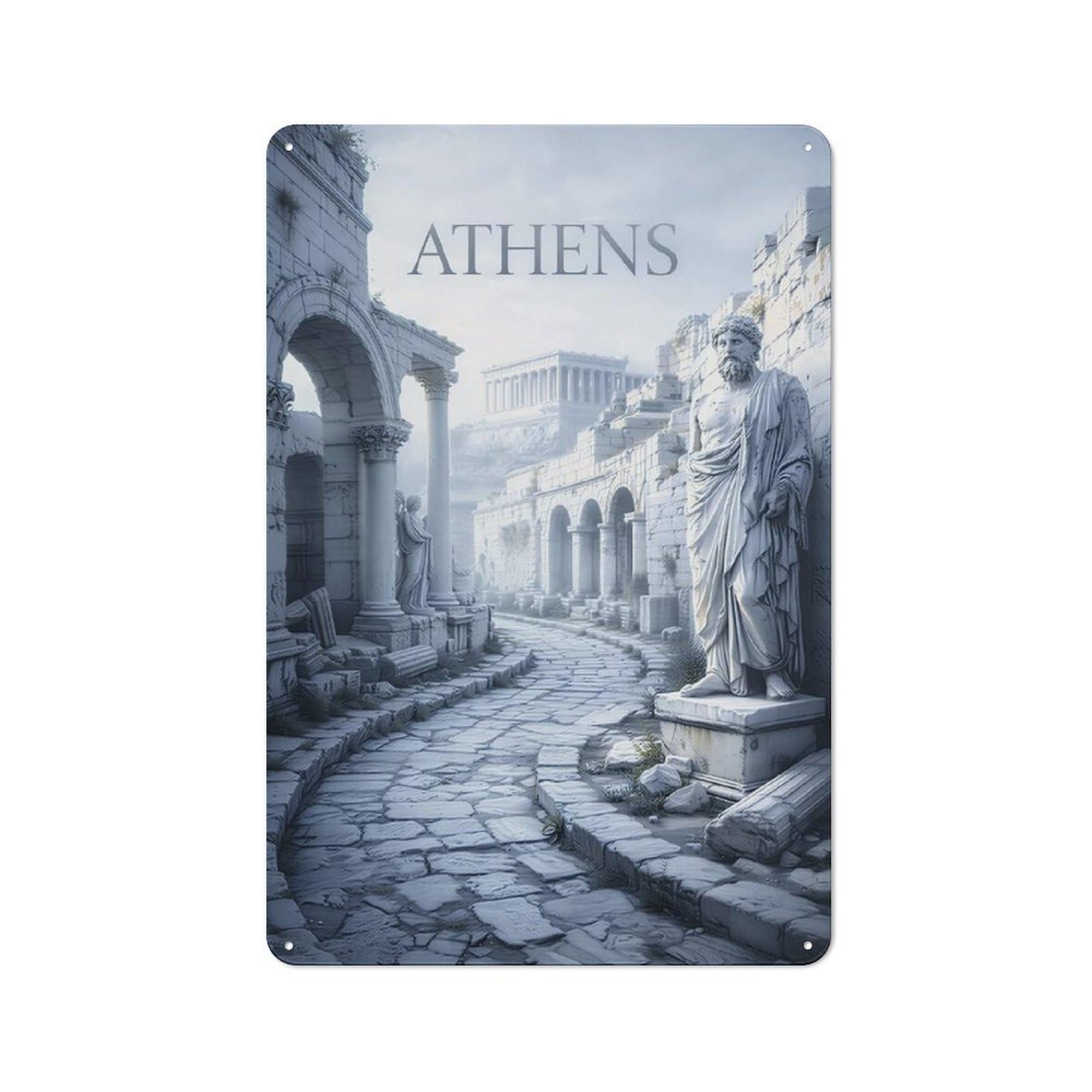Casual Athens Marble Serenity Shed Metal Sign 30x20cm, Shed Wall Decor for Greenhouse, Garden Room, Cafe Or Entryway