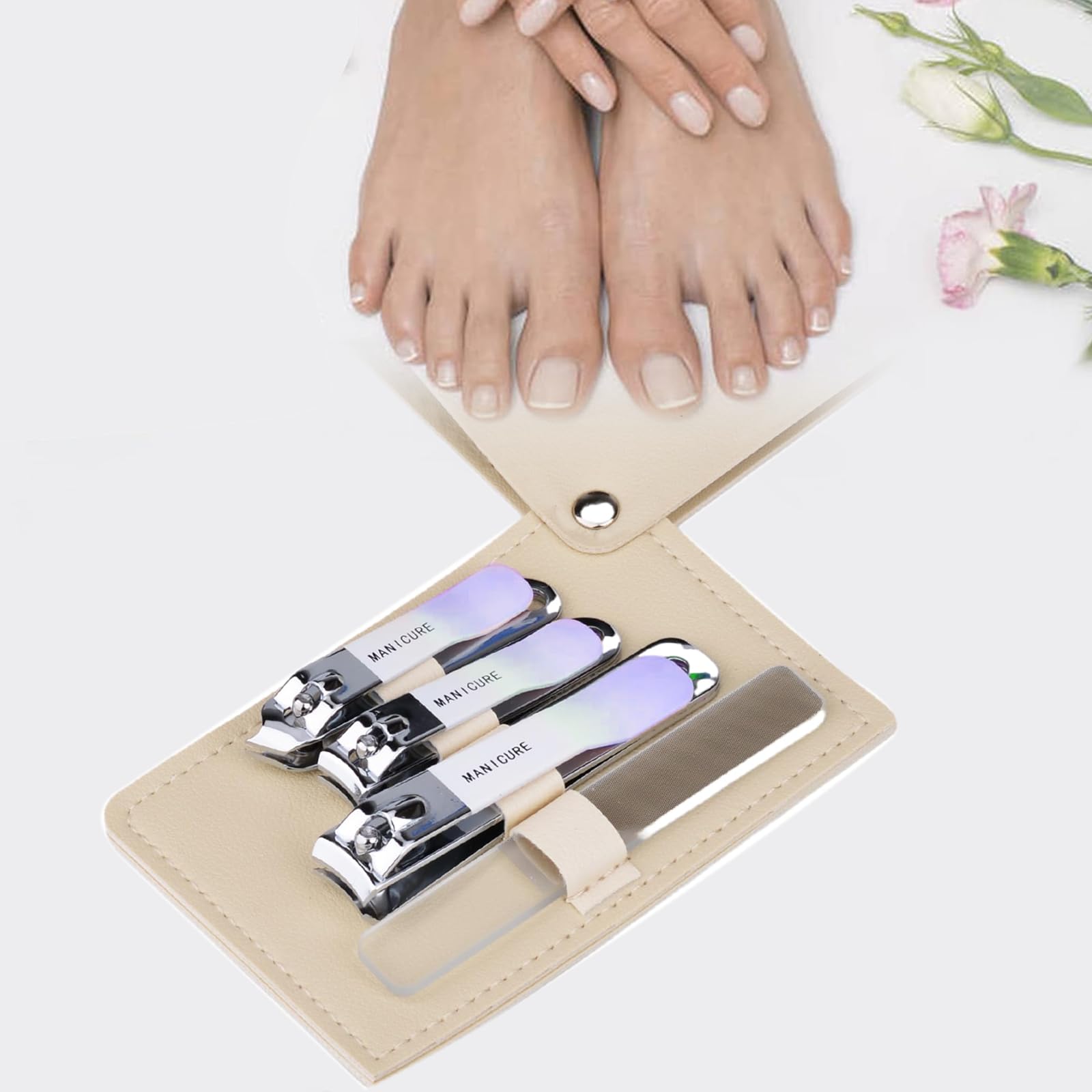 Nail Clipper Set 3 Pcs with Case Large and Small Straight Edge and Slant Edge Clippers for Travel
