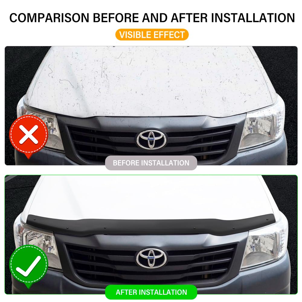 Protector de capó para Toyota Hilux 2012 – 2015 Life, Comfort, Executive Todas las Cabinas, Pickup, Deflector de capó, acrílico PMMA resistente a los rayos UV, resistente a la intemperie, color