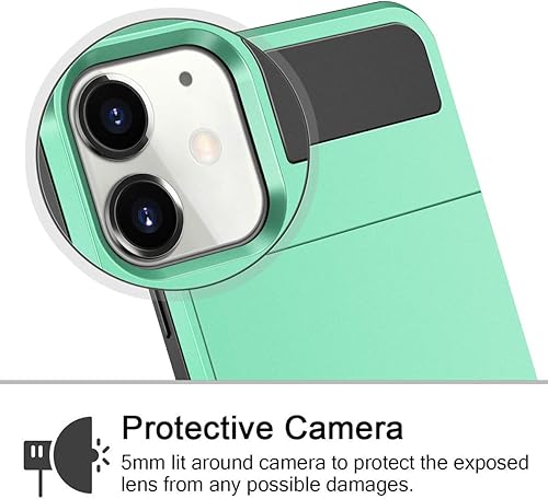 Miniatura 4 de Vofolen - Funda para iPhone 11 con tarjetero, ranura para tarjeta de crédito, puerta corredera, bolsillo oculto, antiarañazos, doble capa, híbrida,