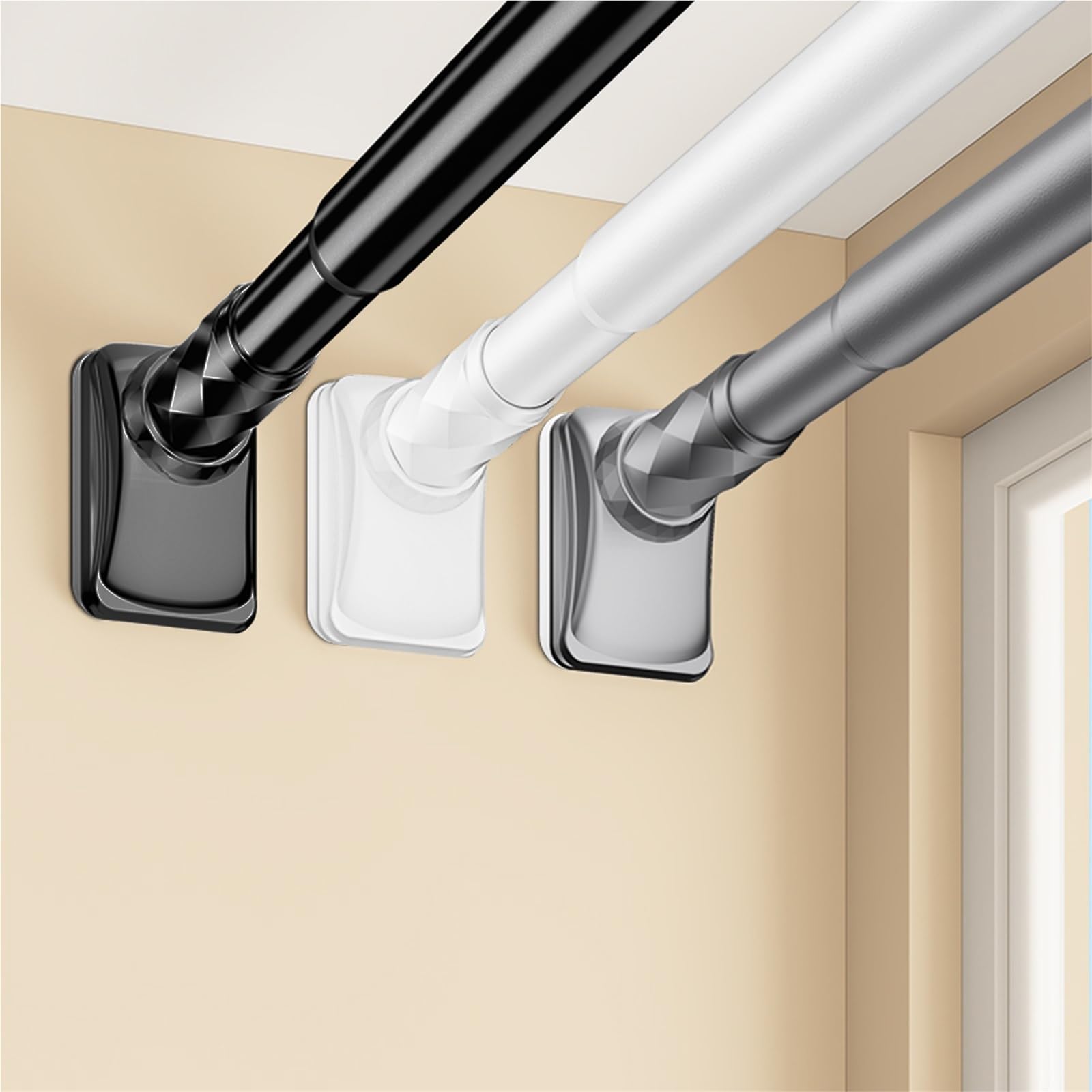 Barra telescópica for cortina de ducha, barra tensión sin taladro, for poste 33mm diámetro Para Baño(GRAY,40-50cm)