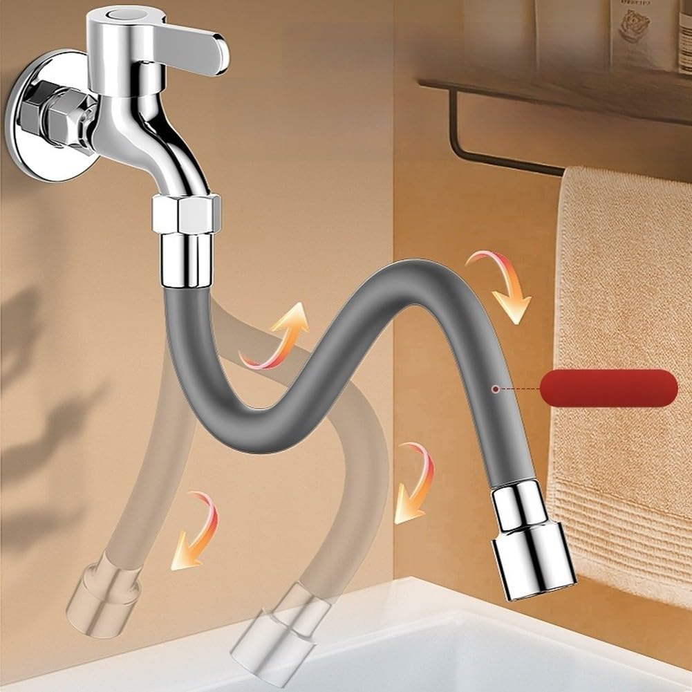 Manguera de extensión de grifo, opciones de longitud de 20-75 cm, tubo de silicona flexible, diseño giratorio de 360 grados, acero inoxidable resistente a altas temperaturas, aireador antisalpicaduras
