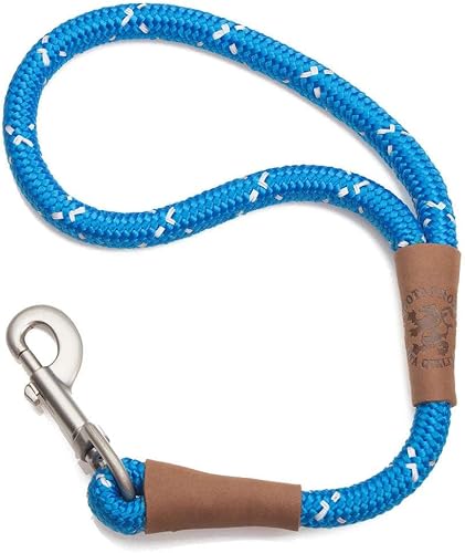 Mendota Pet Correa de tráfico  Correa corta para perro  Fabricada en los Estados Unidos  Azul Night Viz, 12 pulgadas x 16 pulgadas