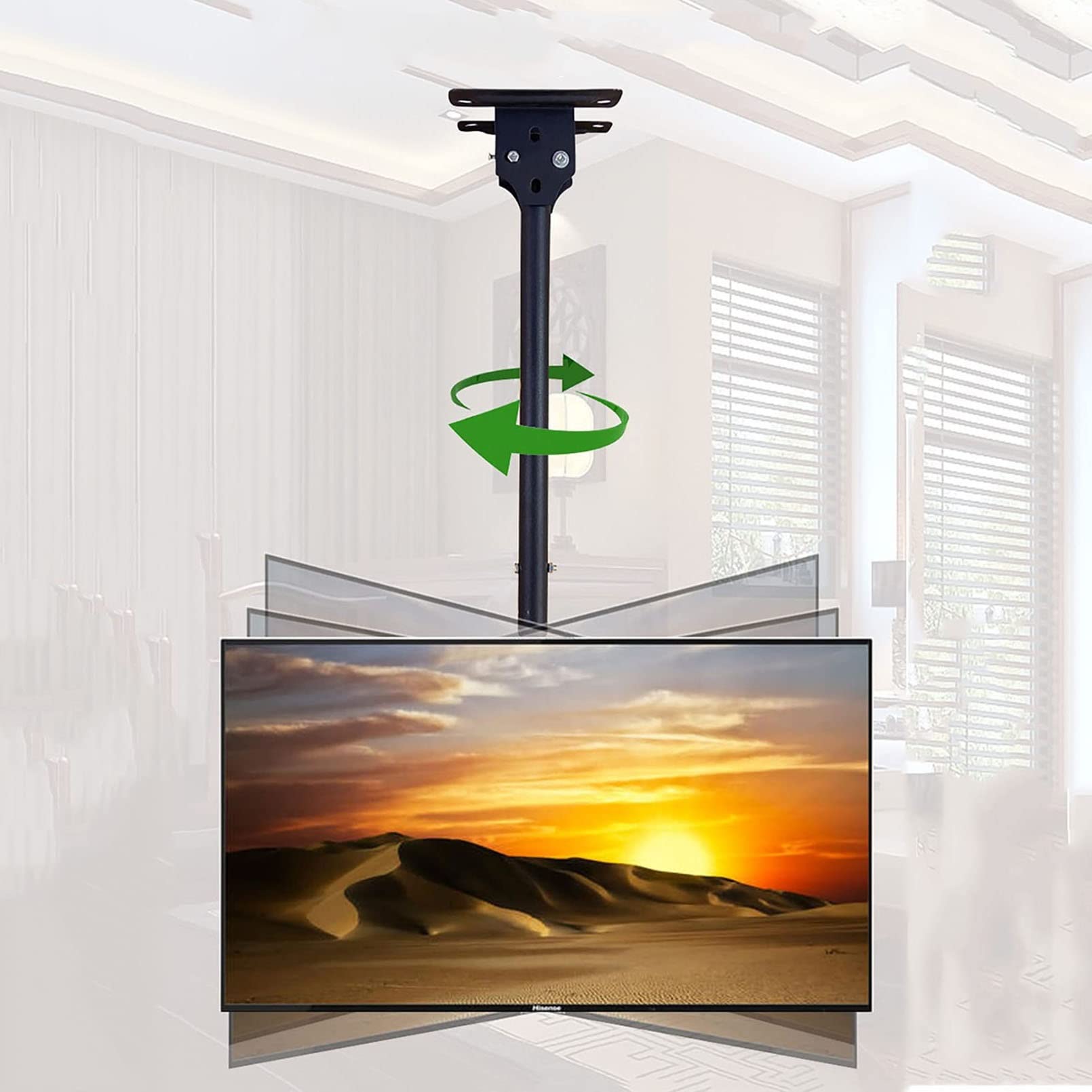 GUODDM Ceiling Adjustable Tv Wall Mount, 360° Rotation Tilt TV Bracket, Support Adapts To Most LCD Monitors From 32 To 55 Inches, With Loading 110 Lbs(3m)