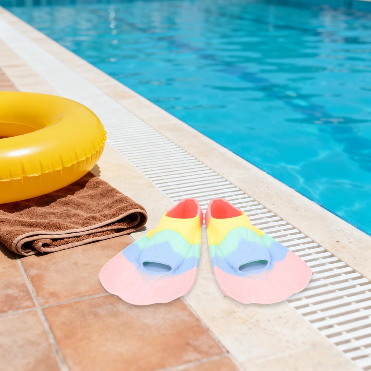 Holibanna Silicone Swimming Fins for Training and Snorkeling, Lightweight Short Flippers for Size Xs 30-32, Comfortable Swim Gear for Lap Swimming and Diving