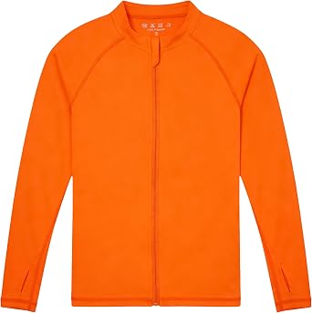 Roadbox Boys UPF 50+ Zip Up Rash Guard Long Sleeve Swim Shirt, Kids UV Protection Sun Shirts Quick Dry for Water Beach Surf