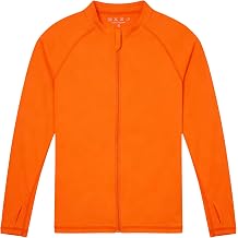 Roadbox Boys UPF 50+ Zip Up Rash Guard Long Sleeve Swim Shirt, Kids UV Protection Sun Shirts Quick Dry for Water Beach Surf