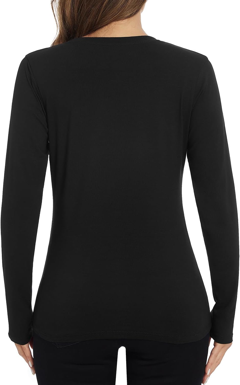 Xelky Womens Cotton Long Sleeve Shirts Workout Round Neck Casual Tops T-Shirt Plain Basic Soild Tee 3 Pack - Image 3