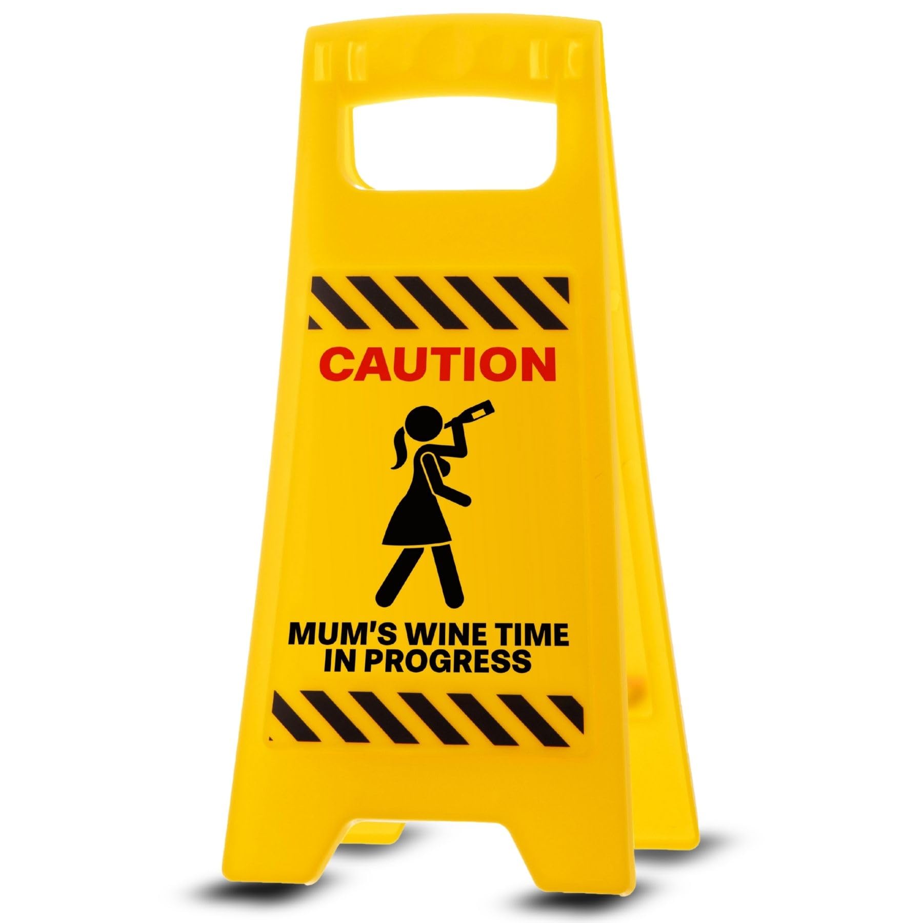 Boxer Gifts Desk Warning Sign - Mum's Wine Time - Yellow Glass