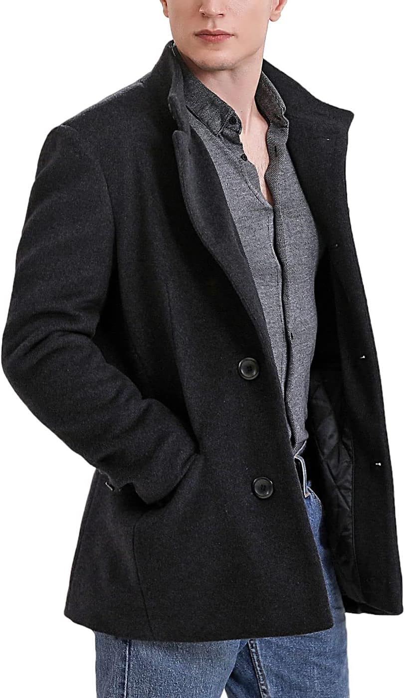 BGSD Men Perry Cashmere Wool Blend Single Breasted Walking Car Coat (Also available in Big and Tall)