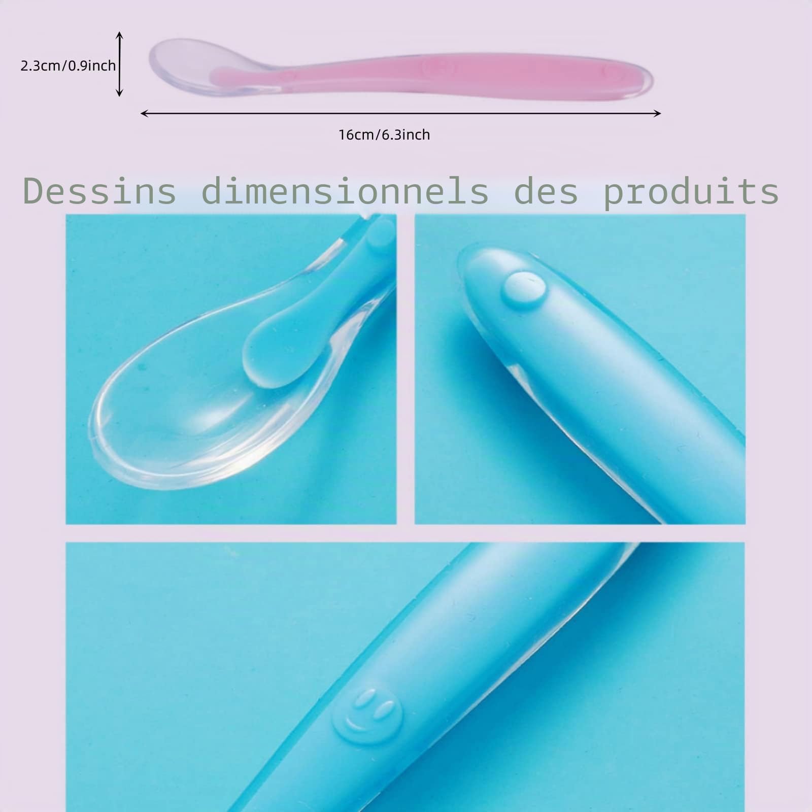 Cuillère Bébé Silicone Sans BPA 4 Pièces avec Boîte de Rangement