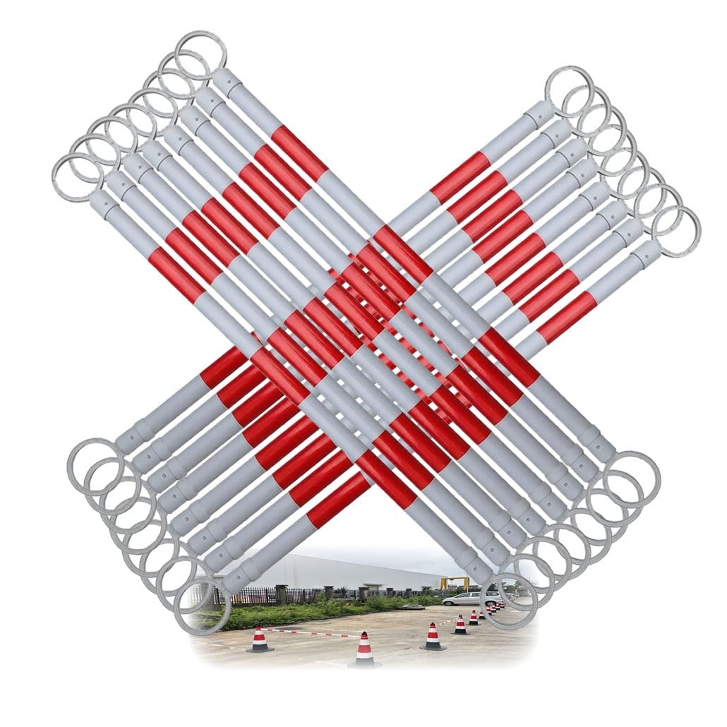 16 Conos de tráfico retráctiles, Cinta de Seguridad expandible de 1,25 m a 2 m para Control de multitudes, barreras telescópicas Reflectantes Ligeras de Color Rojo y Blanco.