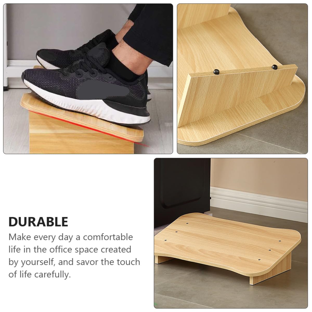 BESTonZON Poggiapiedi per Scrivania da Ufficio in Legno Sgabello Poggiapiedi Inclinato per Casa e Ufficio Supporto Ergonomico per Postura Corretta e Comfort Piedi Dimensioni Compatte e