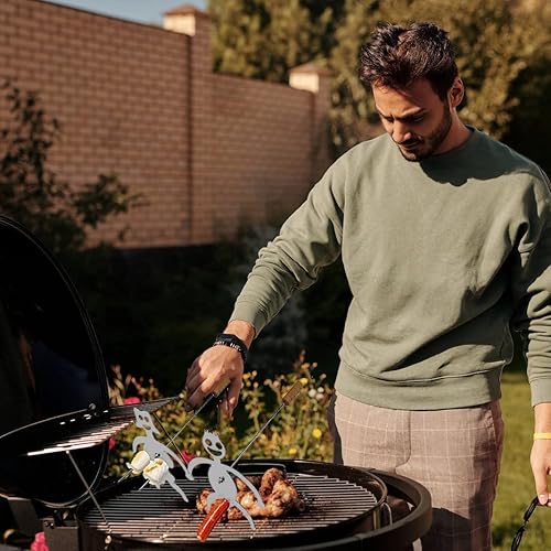 Miniatura 5 de 2 tostadores de perros calientes mejorados, asadores de malvavisco de acero inoxidable con palos, palos de fogata, tenedores de barbacoa, divertidos