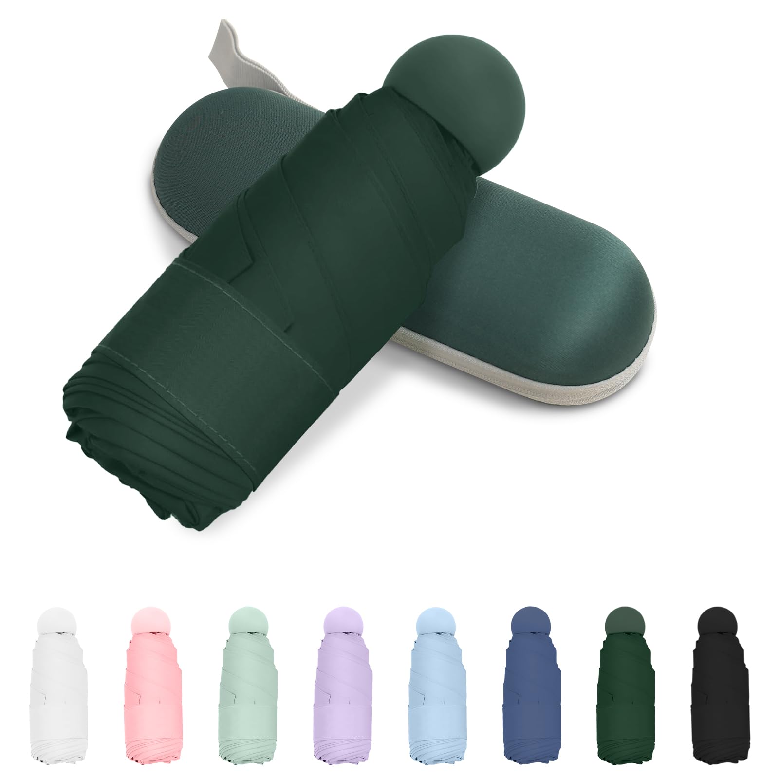 Trenovo Mini Folding Umbrella, Small Pocket Compact Umbrella for Purse Wallet, UV Sun Rain Travel Umbrellas for Backpack, Portable Folding Umbrellas