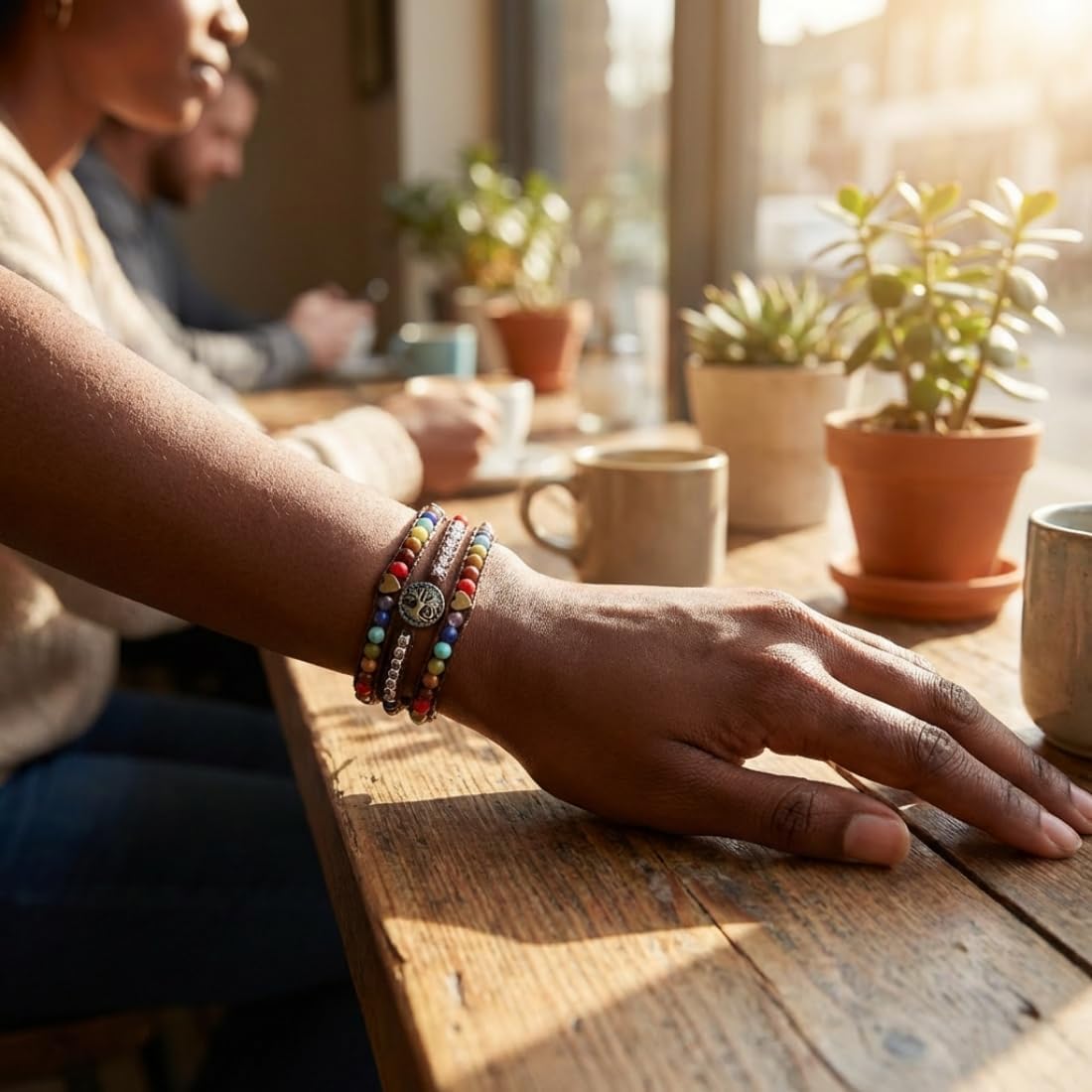 YGLINE Natural Stone Wrap Bracelet for Women Boho Bracelets Healing Crystal Beaded Bracelet Adjustable 3/5 Wraps Bracelet Handmade Birthday Gifts for Women - Image 2