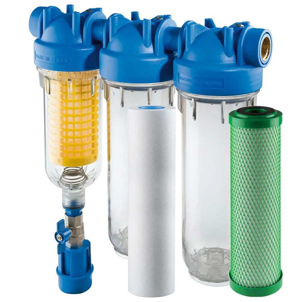 HYDRA TRIO Scalemaster - Filtro de agua antical para pozos, filtro de agua doméstico, cloro 1"