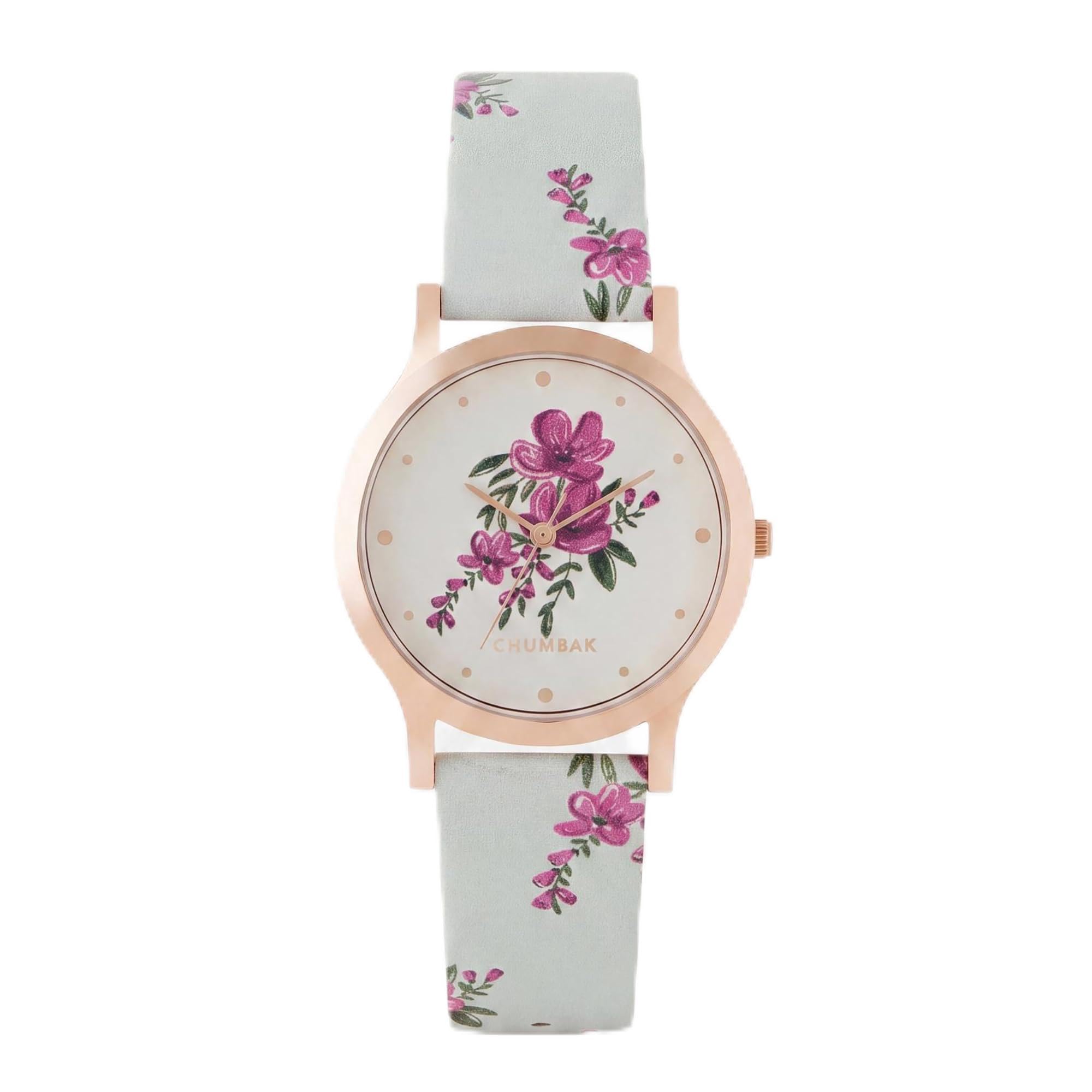Round Dial Analog Watch for Women|Jungle Flowers Collection| Printed Vegan Leather Strap|Gifts for Women/Girls/Ladies |Stylish Fashion Watch for Casual/Work-image-48