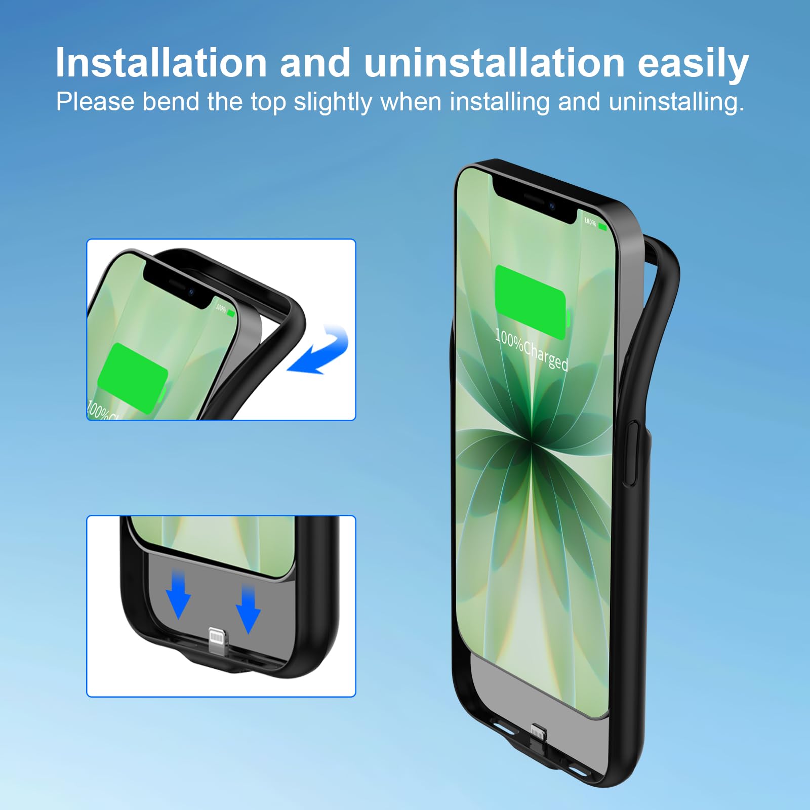 Custodia con batteria per iPhone 17, 7000 mAh, custodia di ricarica portatile ricaricabile compatibile per iPhone 17 (6,3 pollici, nero)