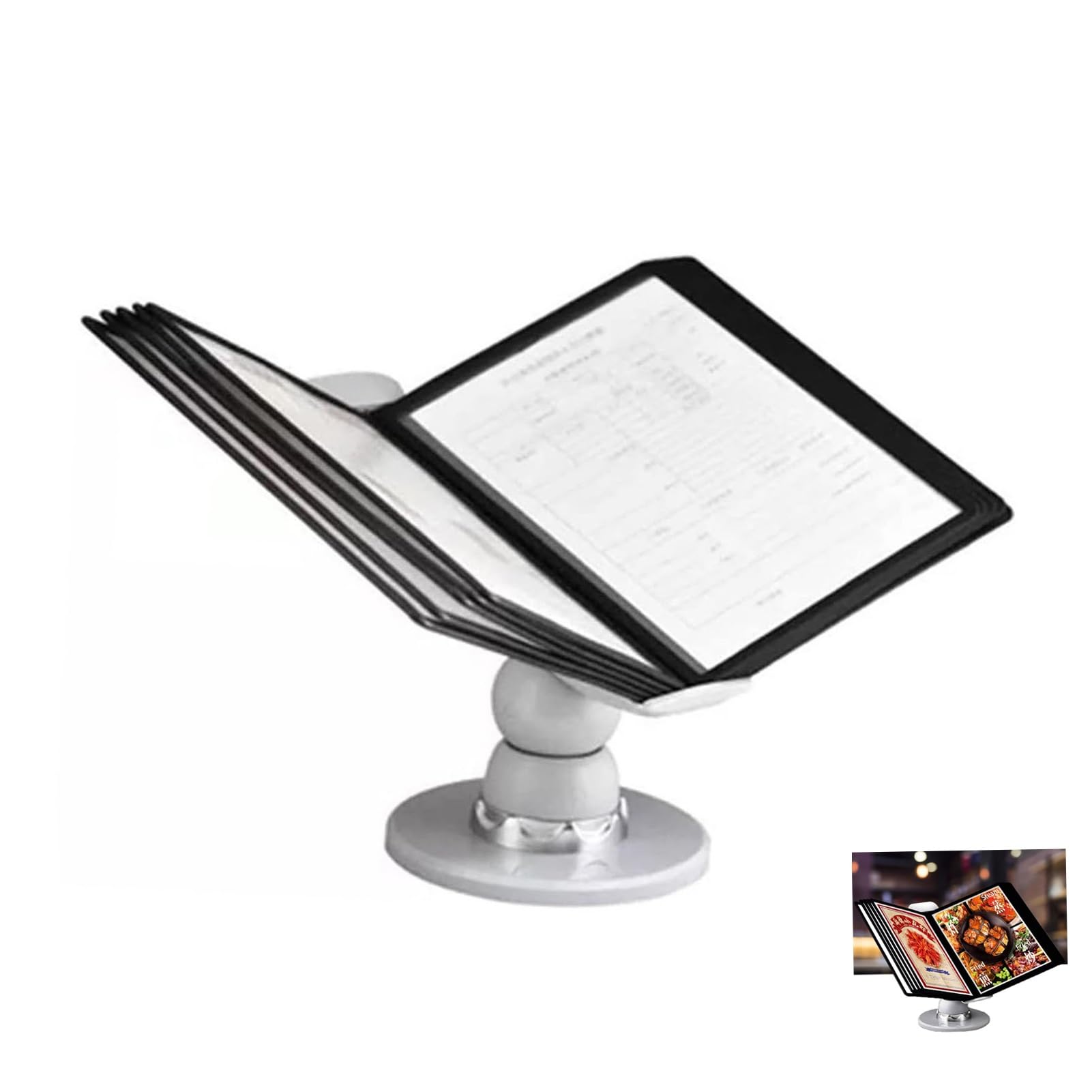 OLSKFUH File Organizer For Desk - Desktop Reference System 10 Display Pockets 20 Sheet Capacity 360°Adjustable Wall,