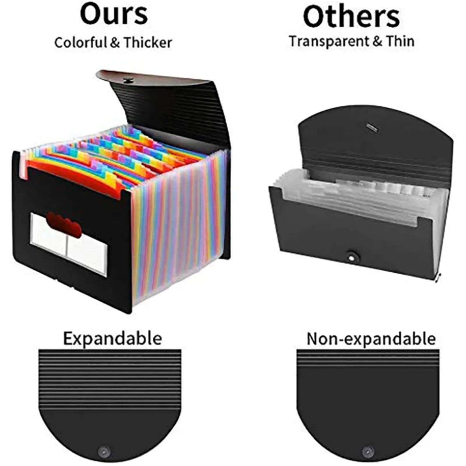 Organizer na dokumenty, przekładki do folderów, Teczka A4 z 24 kieszeniami, wielowarstwowa, tęczowa, solidna, rozciągliwa torba organowa(24 Pockets Colorful)