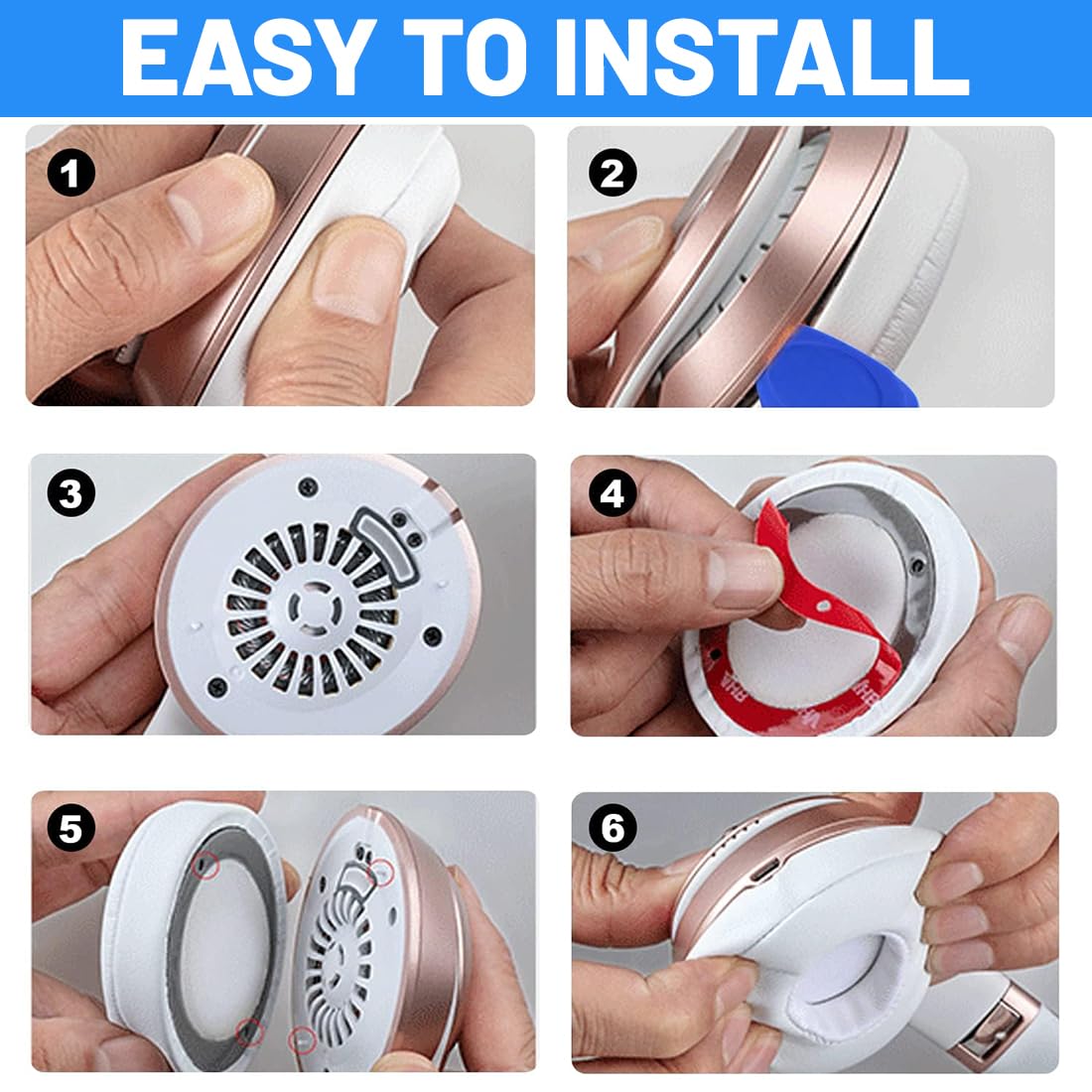 Cuscinetti Auricolari Di Ricambio per Beats Solo 2 e Solo 3 Wireless On-Ear Cuffia con morbida pelle proteina/memory foam/nastro adesivo forte - Bianca