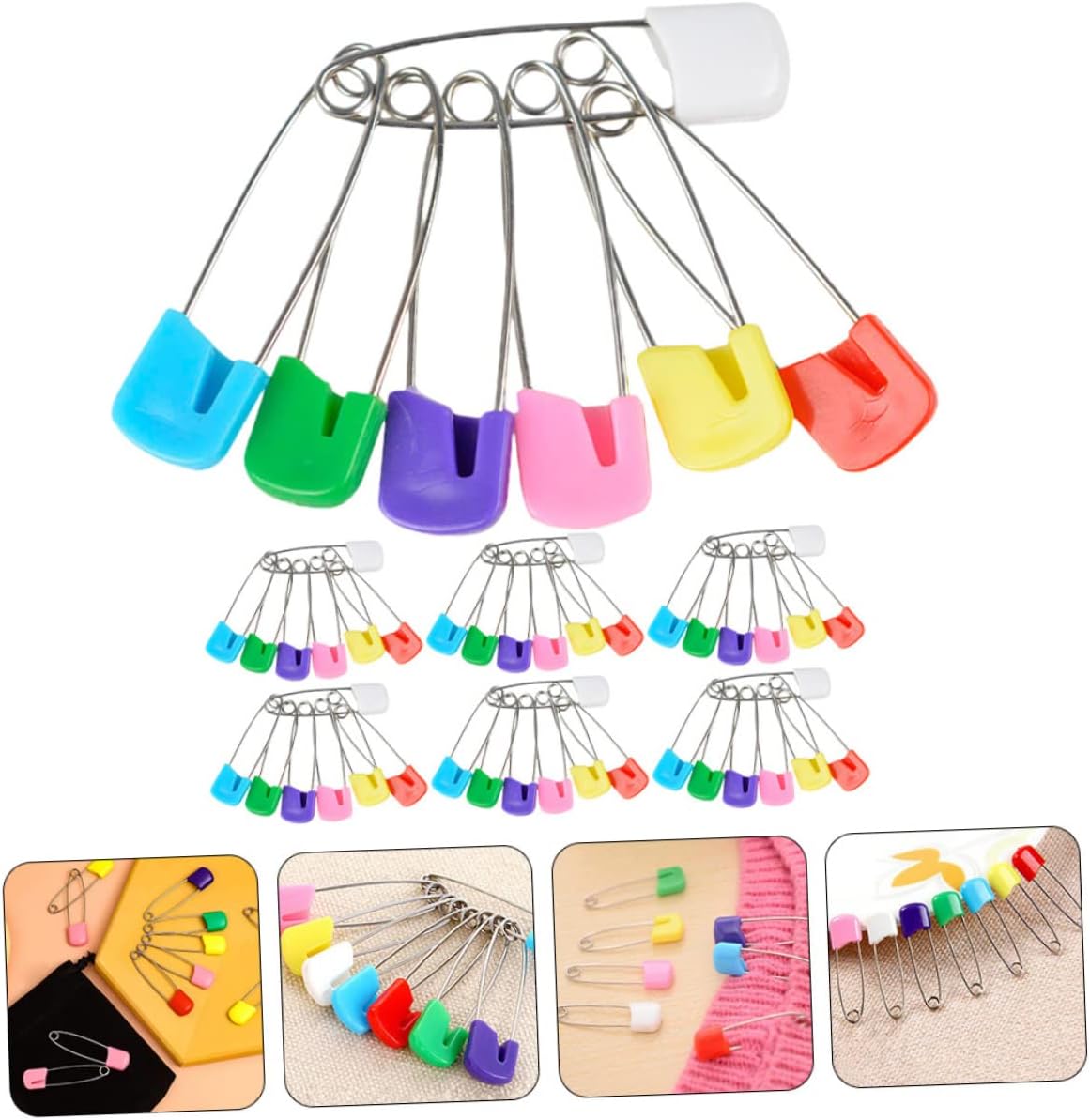 100pcs Head Safety Pins for Diapers and Clothing Durable Locking Fasteners with Smooth Surface for Crafts and Shower Games Random