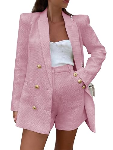 Cicy Bell Womens 2 Piece Tweed Blazer Shorts Sets Long