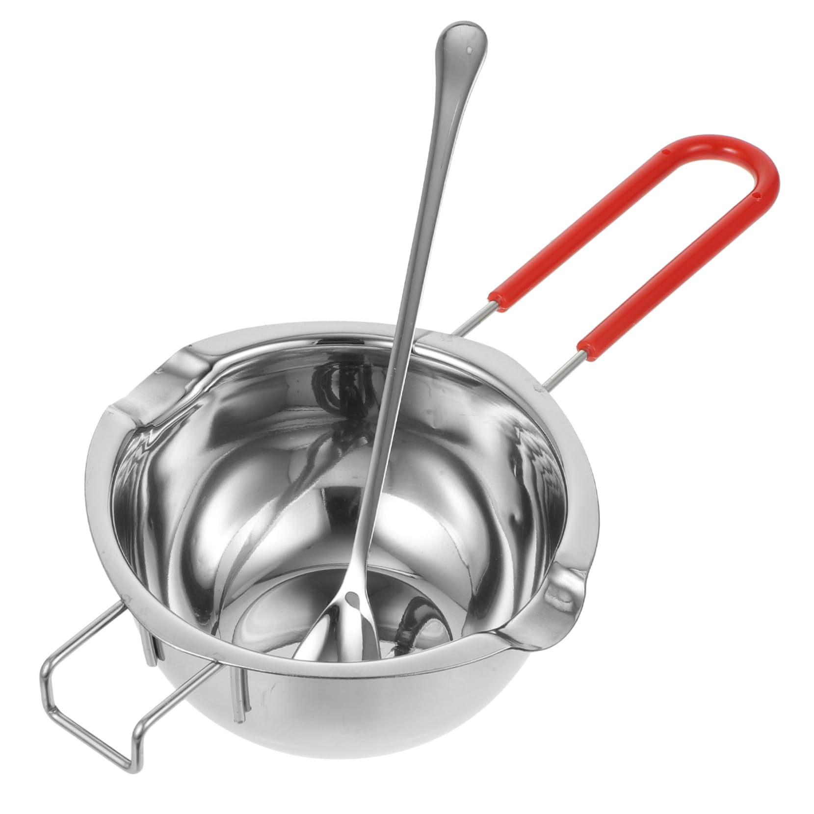 Garneck 1set Cheese Melting Pot Candle Heating Bowl Silver Melting Bowl with Mixing Spoon -scald Handle for Easy to Clean Versatile Kitchen Tool