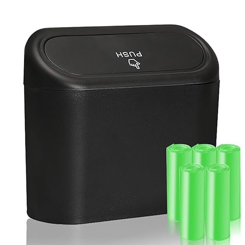 Papelera para auto pequeño accesorio con tapa y bolsa de basura bonito recipiente para almacenamiento y organización 63 x 33 x 55pulgadas papelera
