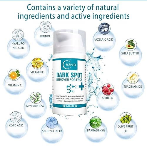Dark Spot Remover For Face Serum With Vitamin C And E, Retinol, Salicylic Acid, Kojic Acid, Niacinamide, Azelaic Acid, Lactic Acid, 4-Butylresorcinol, Licorice. Hyperpigmentation Treatment, Acne Scar Spot Treatment Fade Post-Acne Hyperpigmentation. Brown Spots, Freckle, Melasma, Sun Spots Removal For All Skin Types Blemish Dark Spot Corrector For Men And Women #TOP5