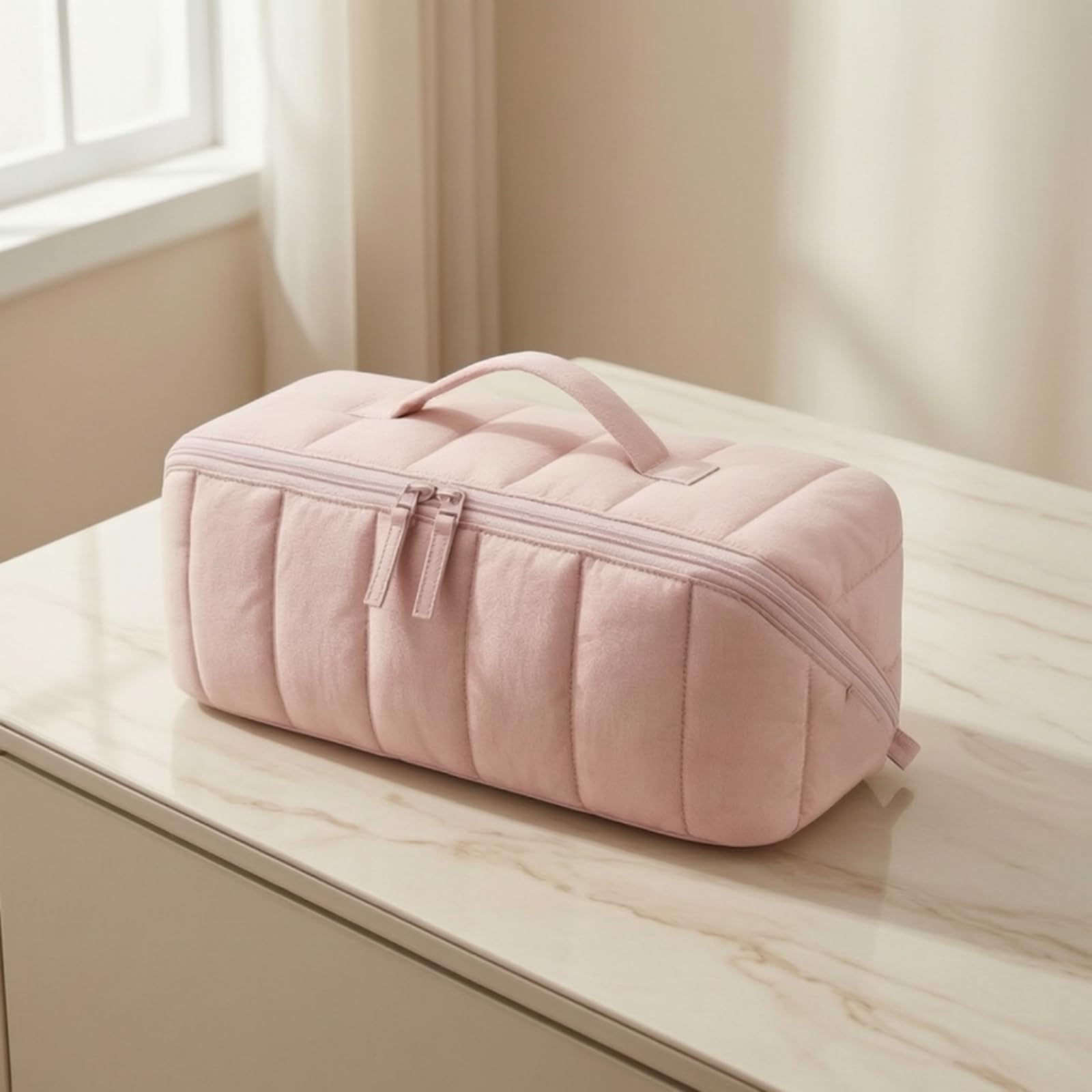 Borsa con Tappetino Termoresistente Imbottita Borsa con Tappetino Termico Resistente Al Organizzatore per Viaggiatori, Salone di Bellezza, Cammello