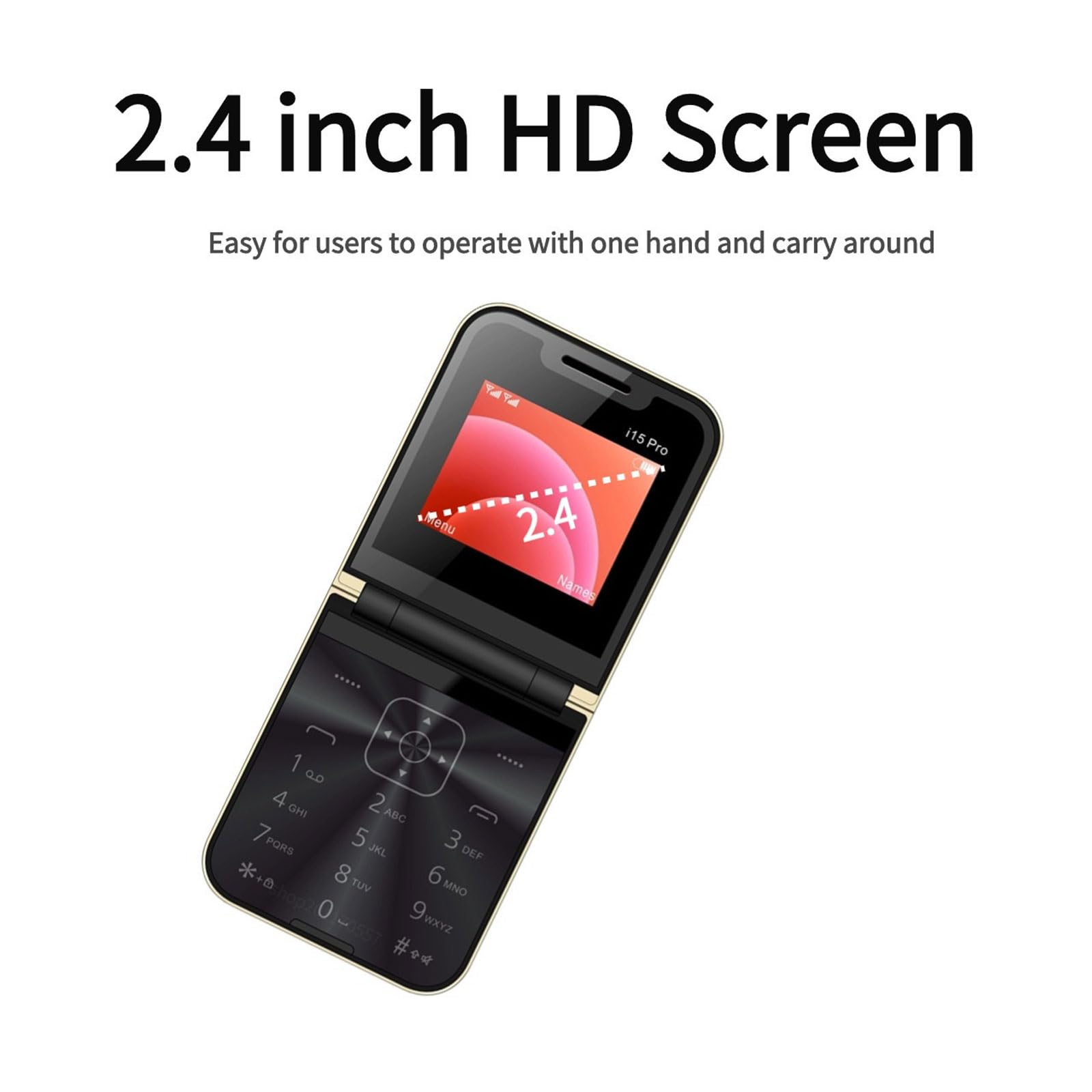 2G Telefon Komórkowy Seniorów, 2,4-Calowy Ekran HD Telefon Klapką Duże Klawisze Głośny Dźwięk/Wyraźny Podwójny Wyświetlacz Wibracje Latarka+Aparat Pokrętło Dotykowe,Blue