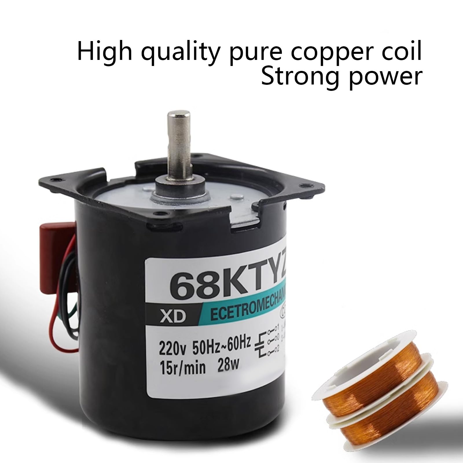 Miniatura Magnete Permanente Motore Sincrono, 68KTYZ AC220V 28W Piccolo motoriduttore sincrono elettrico a magnete permanente CW/CCW per l'automazione dello strumento(30 r/min)