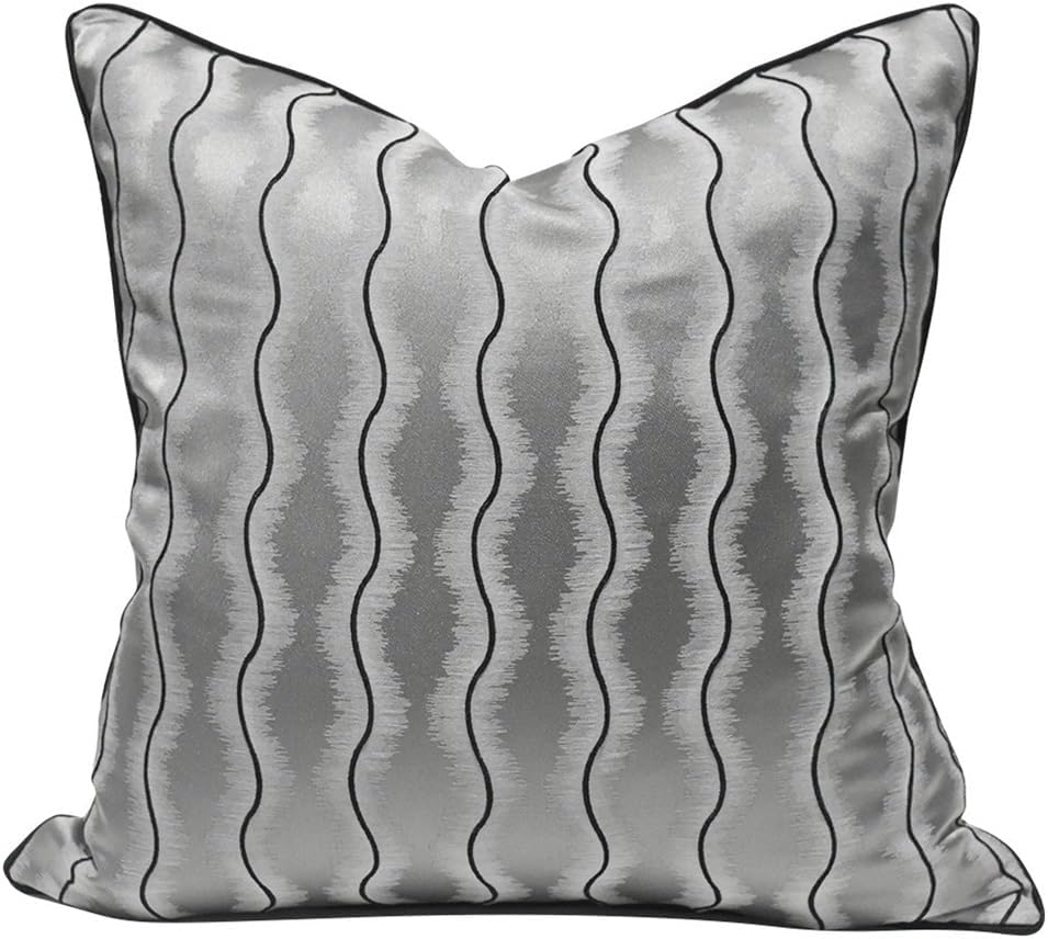 Silver Gray Sofa Pillow Case Model Room Three-Dimensional Stripes Corrugated Soft