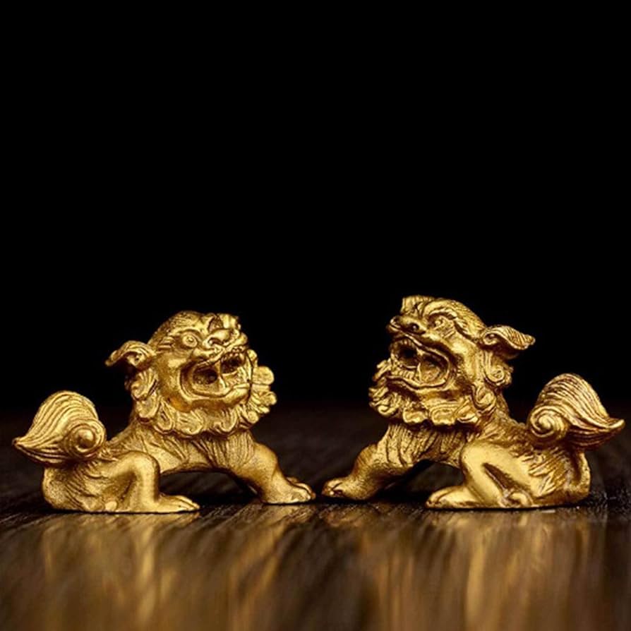 ☆b224、アジア風水ガーディアンライオン、悪を追い払う彫像、富、幸運、繁栄 Amazon.co.jp: 中国風水 フードッグ像 銅製守護ライオン像 風水