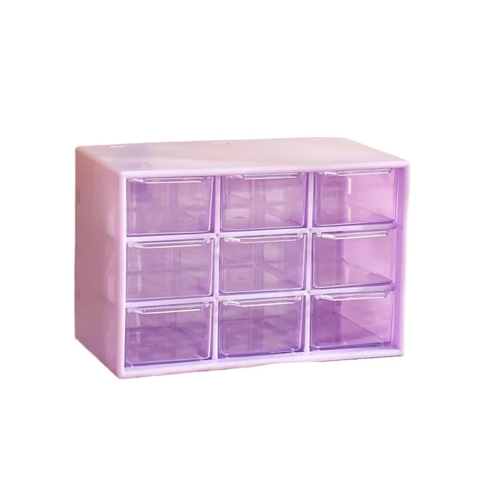 GMGQJST Compartment Storage Boxes Desktop 9 Grid Storage Boxes Organizer Transparent Small Drawer Partitioned Student Desk Wall-mounted Sundries Storage Box Cute(PURPLE)