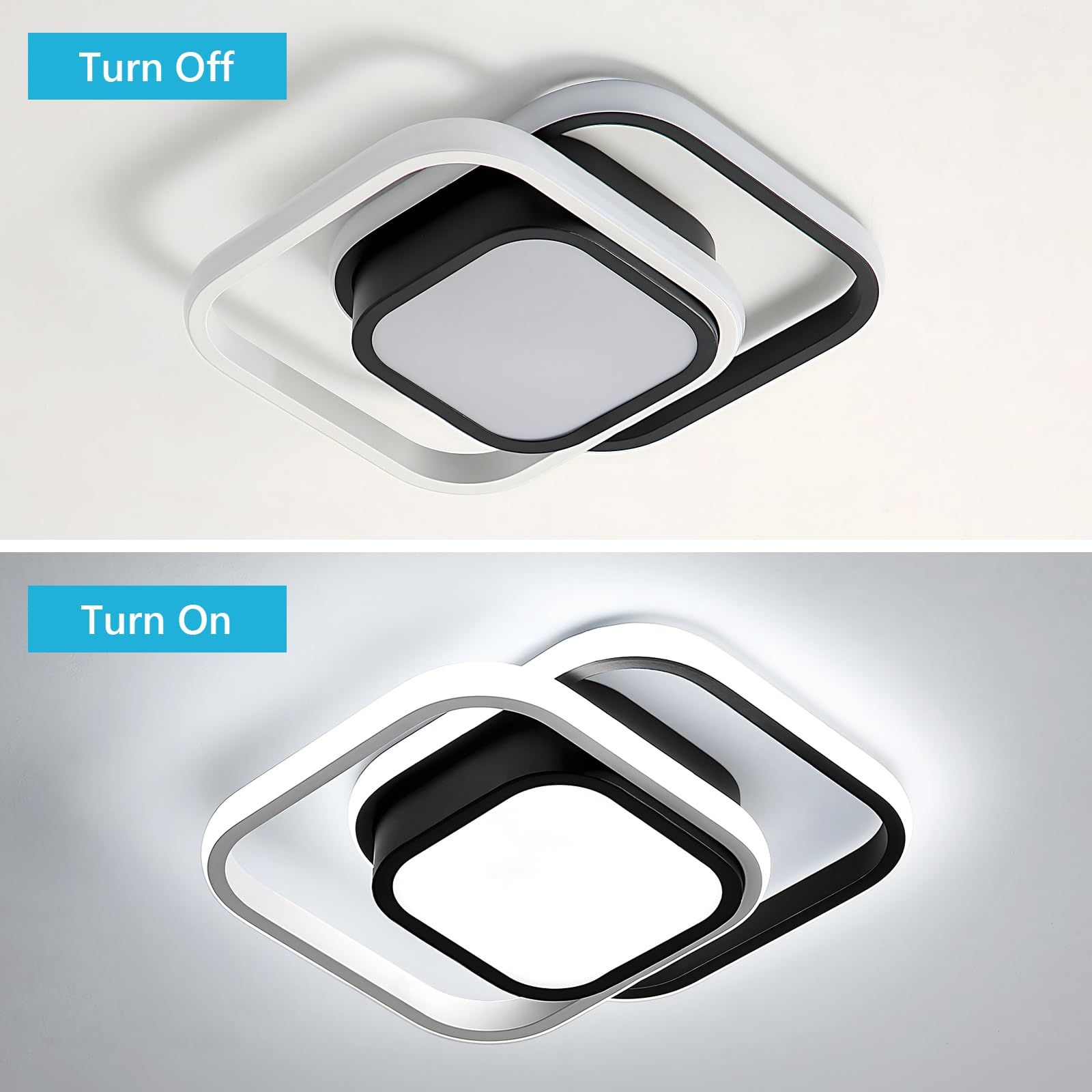 Osairous LED Ceiling Lights, 2 Squares Flush Mount Ceiling Lighting - Image 4
