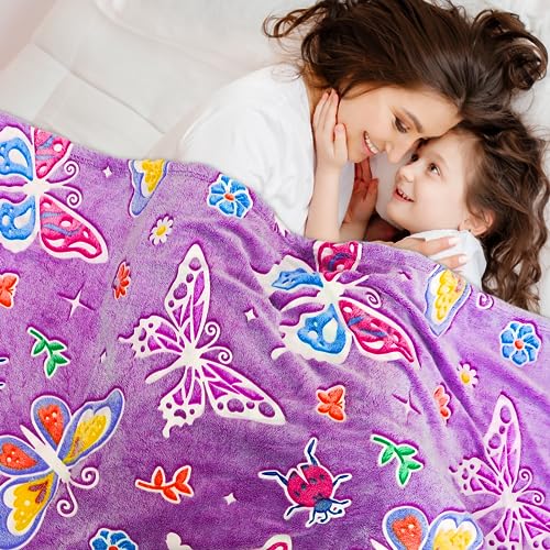 Glow in The Dark Blanket Butterfly Gifts Toys for Girls Women Butterfly Blankets for Birthday Gifts for Kids2