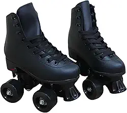 Patins Quad Clássico Infantil, 4 Rodas, Cano Alto, Preto