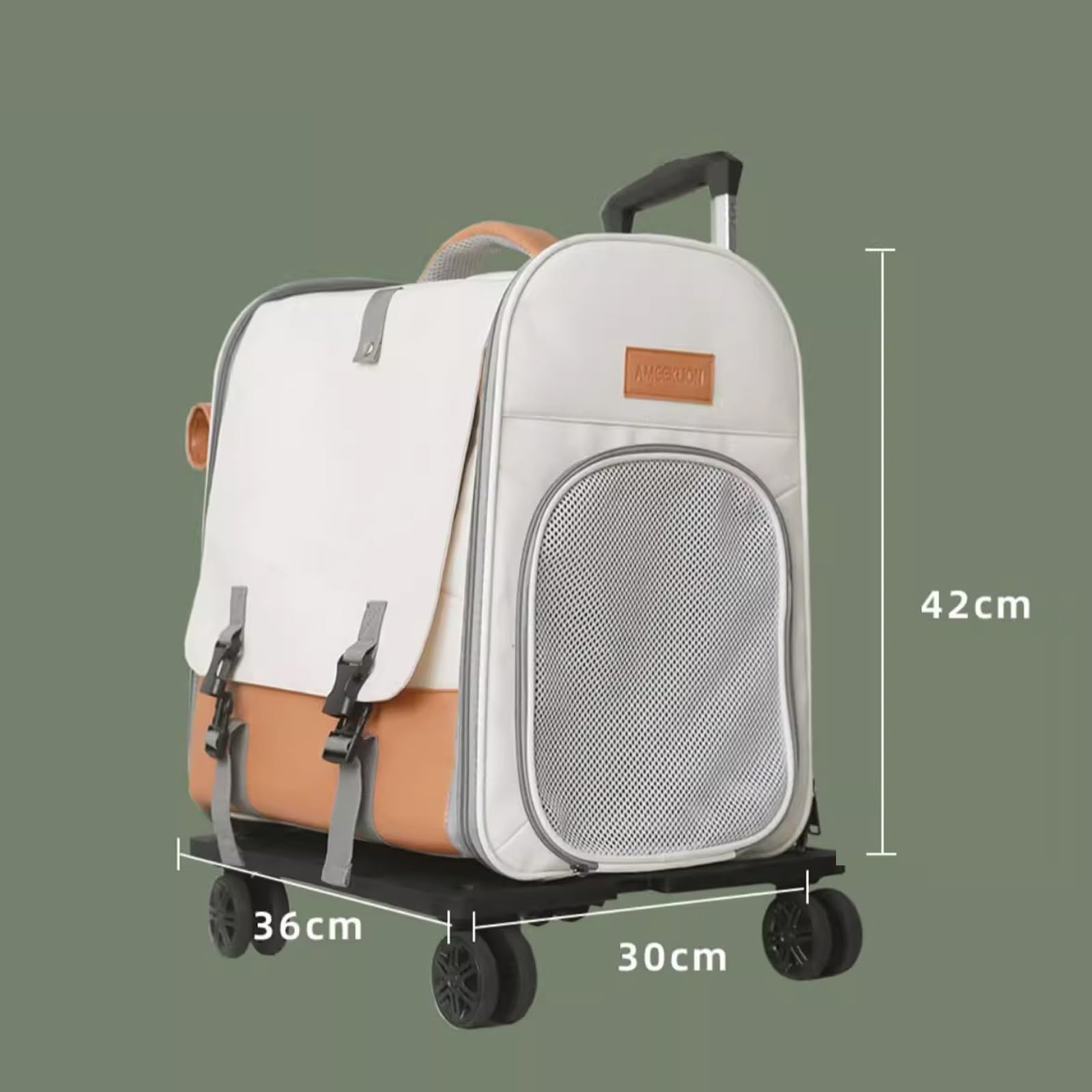 Transportín para Mascotas con Ruedas, Transportador para Mascotas con Asa Telescópica, Ventana de Malla, Diseño Súper Ventilado, Ideal para Viajar Caminar Acampar