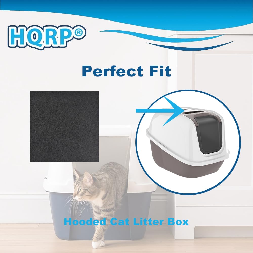 HQRP 6-Piece Activated Charcoal Carbon Litter Box Filters for Hooded Cat Litter Box, 6 x 6.5 Inch Trimmable Pads, 10mm Thick - image 3