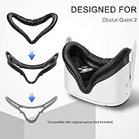 Vista 2 de SUPERUS Funda facial y cubierta para lente compatible con OculusMeta Quest 2 accesorios (negro)