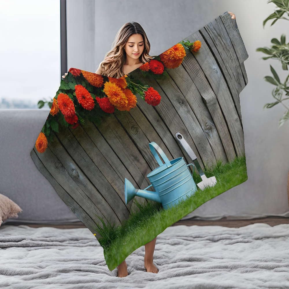 Couverture en flanelle blanche contre le froid nocturne avec son motif de jardin rétro